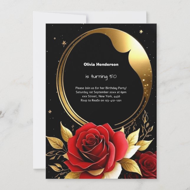 Blommigt 50:e födelsedagsinbjudan inbjudningar (Framsida)