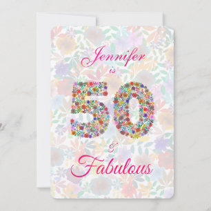 Blommigt 50 och Fabulous 50:e födelsedagsfirande Inbjudningar