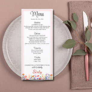 Blommigt 60:e födelsedag-menyn Kort 60 blommor-men