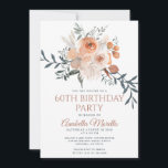 Blommigt 60:e födelsedagen inbjudningar<br><div class="desc">En vattenfärgsrosa med elegant  med grön blommigt i mjuka pasteller och färgad typografi med namn i skripttyp. Söt blommigt 60-årsdagen.</div>