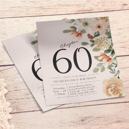 Blommigt 60:e födelsedagsbudgetinbjudan flygblad