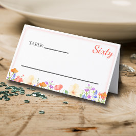 Blommigt 60:e födelsedagsfesten blommor i 60 elega placeringskort