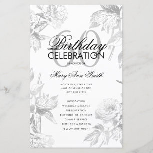Blommigt 60:e födelsedagsprogrammet Silver Menu