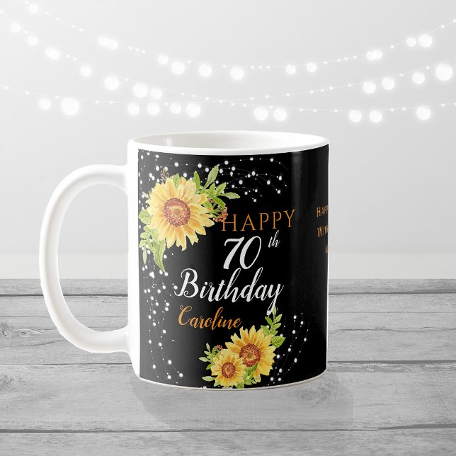 Blommigt 70:e födelsedagen Solros Kaffemugg (Skapare uppladdad)