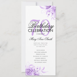Blommigt 70:e födelsedagsprogrammet Lila med meny Inbjudningar
