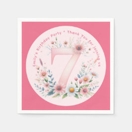 Blommigt 7:e Birthday Anpassningsbar Seven Fairy P Pappersservett