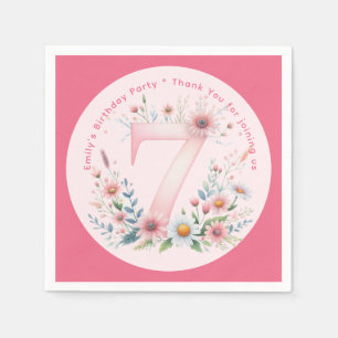 Blommigt 7:e Birthday Anpassningsbar Seven Fairy P Pappersservett