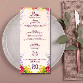 Blommigt 80:e eleganten för födelsedagskort 80 år meny