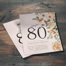 Blommigt 80:e födelsedagsbudgetinbjudan