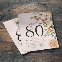 Blommigt 80:e födelsedagsbudgetinbjudan flygblad
