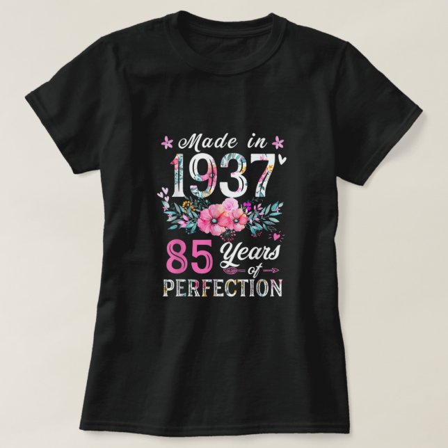Blommigt 85-årsdagskjorta för kvinnor, Blommigt Bä T Shirt (Design framsida)