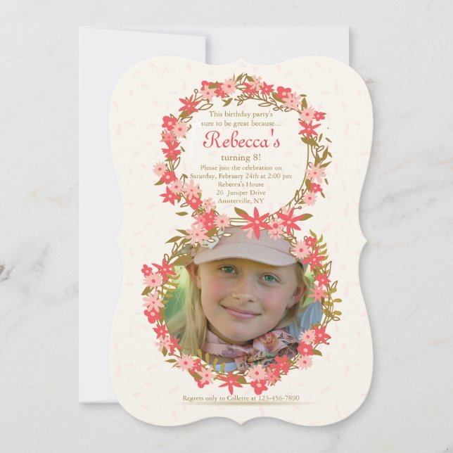 Blommigt 8 Fotoinbjudan Inbjudningar (Framsida)