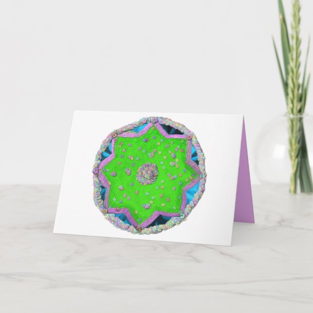 Blommigt 8-uddig stjärna-Eid Helgkort (Framsida)