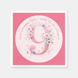 Blommigt 9:e födelsedag Anpassningsbar Nine Fairy  Pappersservett