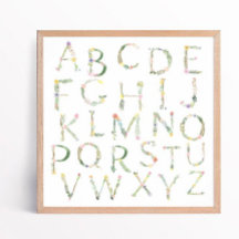 Blommigt ABC Alphabet Nursery Art