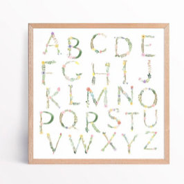 Blommigt ABC Alphabet Nursery Art Poster