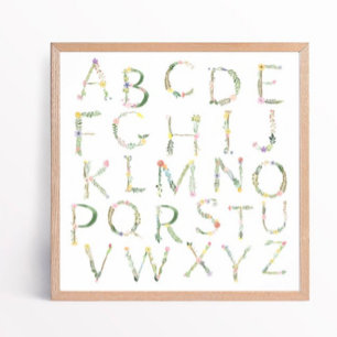 Blommigt ABC Alphabet Nursery Art Poster