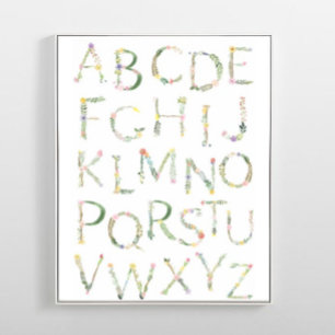 Blommigt ABC Alphabet Nursery Art Poster