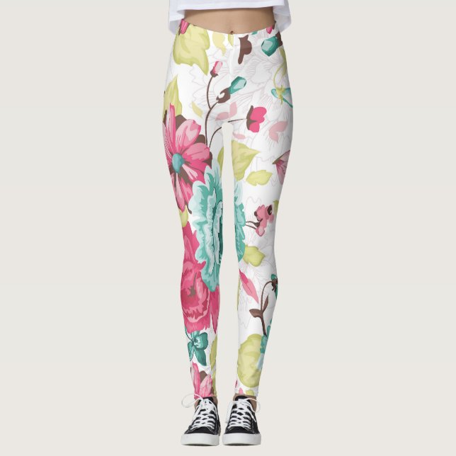 Blommigt Abstrakt Elegance Seamless Background. Leggings (Framsida)