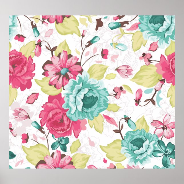 Blommigt Abstrakt Elegance Seamless Background. Poster (Framsidan)