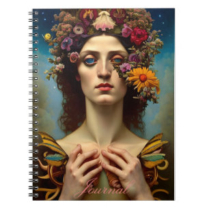 Blommigt Abstrakt Fantasy Female Journal Anteckningsbok