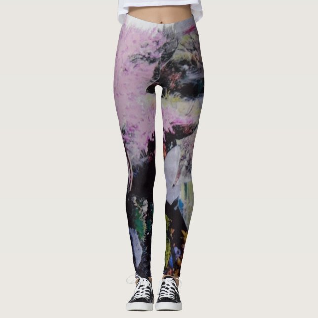 Blommigt Abstrakt Leggings (Framsida)