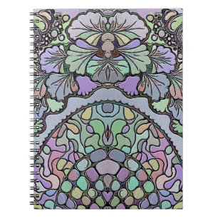 Blommigt abstrakt lila pansy mosaic mönster anteckningsbok
