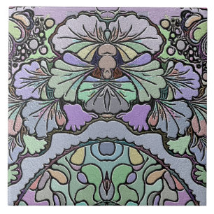 Blommigt abstrakt lila pansy mosaic mönster kakelplatta