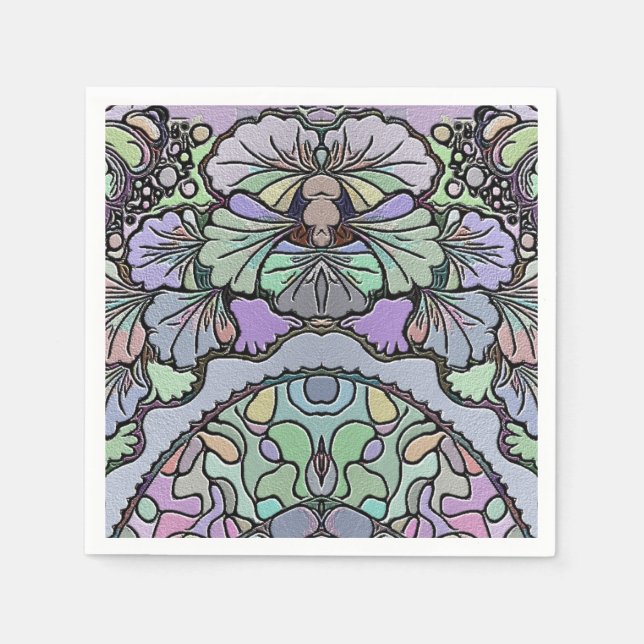 Blommigt abstrakt lila pansy mosaic mönster pappersservett (Framsidan)