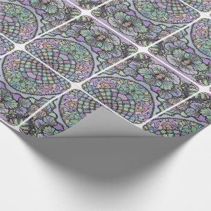 Blommigt abstrakt lila pansy mosaic mönster presentpapper
