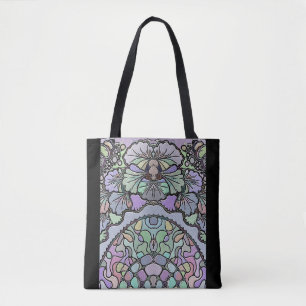 Blommigt abstrakt lila pansy mosaic mönster tygkasse