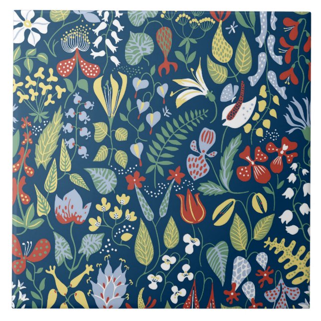 Blommigt abstrakt mönster kakelplatta (Framsidan)