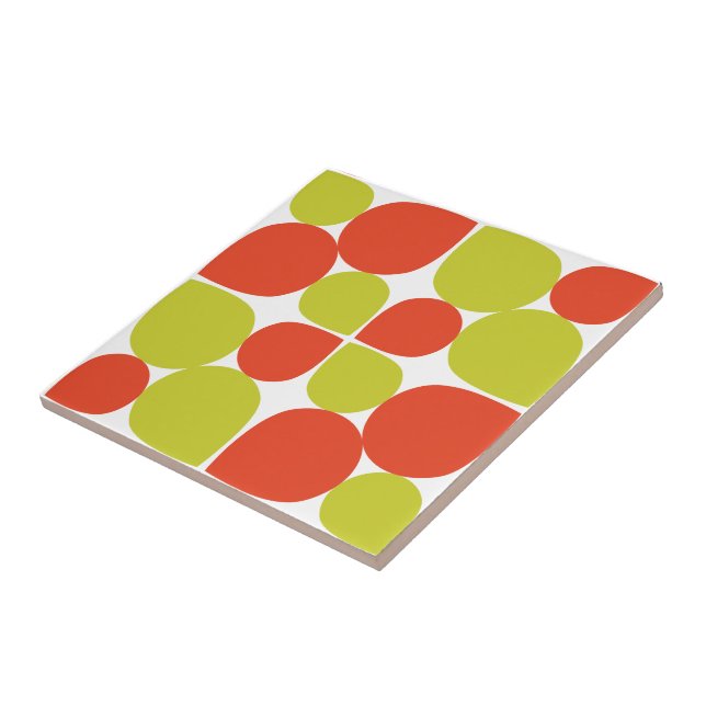 Blommigt Abstrakt Retro Mönster Kakelplatta (Sidan)