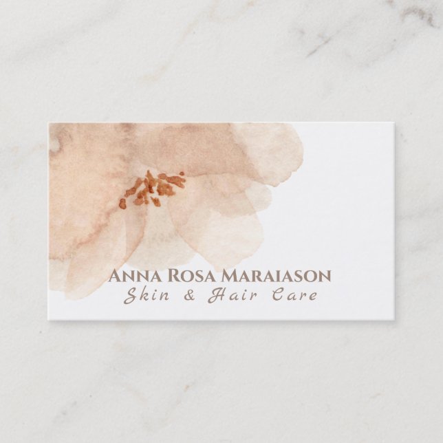 *~* Blommigt Abstrakt Soft Peach Beige Watercolor Visitkort (Framsida)