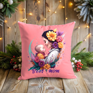 Blommigt abstrakt vintage, bästa mamma kudde