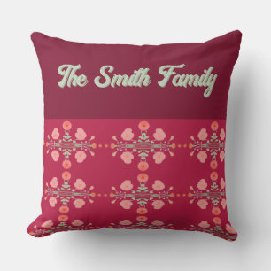 Blommigt Accented Burgundy Kudde