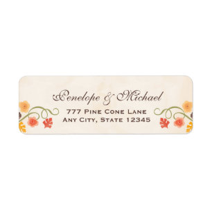 Blommigt Acorn Fall Returadress Etikett