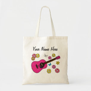 Blommigt Acoustic Guitar Guitarist Musician Anpass Tygkasse