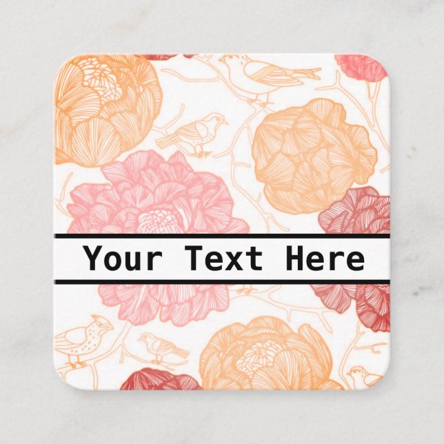 Blommigt - affärs-/profilkort fyrkantigt visitkort (Framsida)