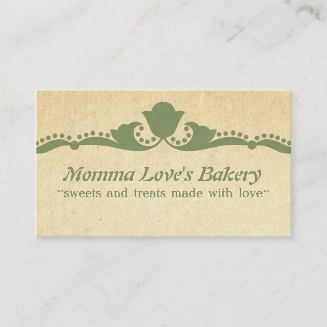 Blommigt Affärskort, Grönt (Framsida)