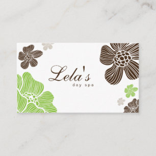 Blommigt Affärskort Salon Spa Lime Brown Tropical Visitkort