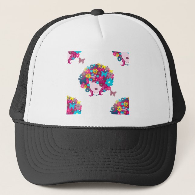 blommigt afro keps (Framsida)