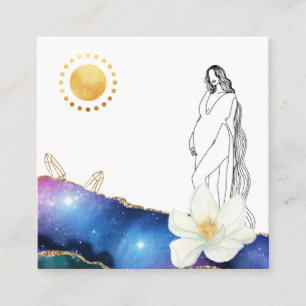 *~* Blommigt Agate Birthing Cosmic Midfru Doula Fyrkantigt Visitkort