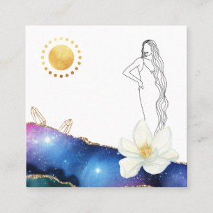 *~* Blommigt Agate Crystals Cosmic Guld Goddess  Fyrkantigt Visitkort