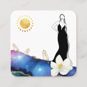 *~* Blommigt Agate Crystals Cosmic Modern Goddess Fyrkantigt Visitkort