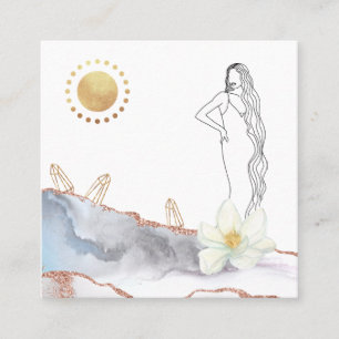 *~* Blommigt Agate Crystals Ro Guld guddess guddes Fyrkantigt Visitkort