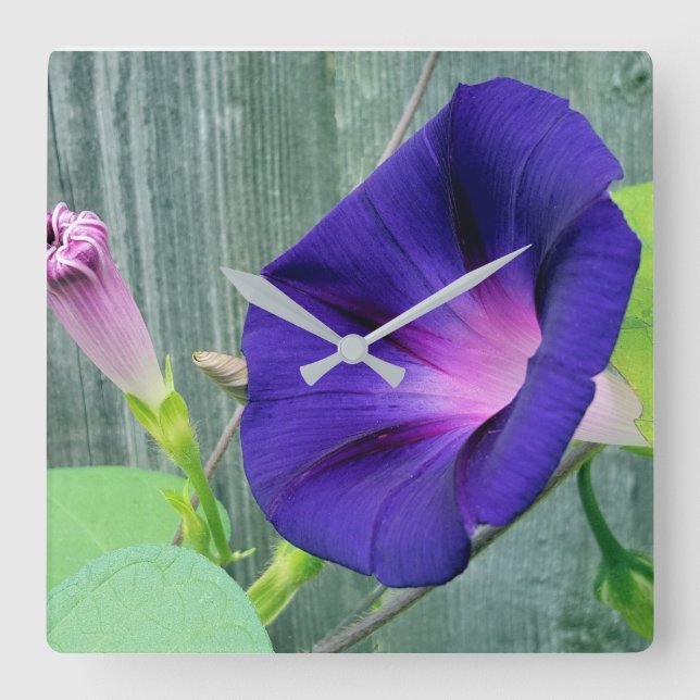 Blommigt Akryl Fyrkantig Klocka (Framsida)