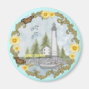 Blommigt Alabama Lighthouse Magnet