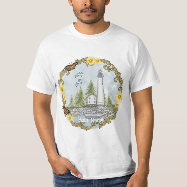Blommigt Alabama Lighthouse t-shirt (Framsida)