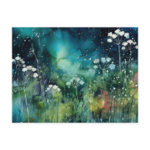 Blommigt Alcohol Bläck Collage Postcard